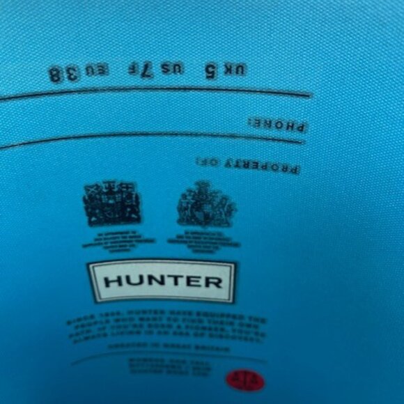 HUNTER Original Tall Turquoise Blue Rain Boots AND Socks Sz 7 Wellies - Picture 12 of 15